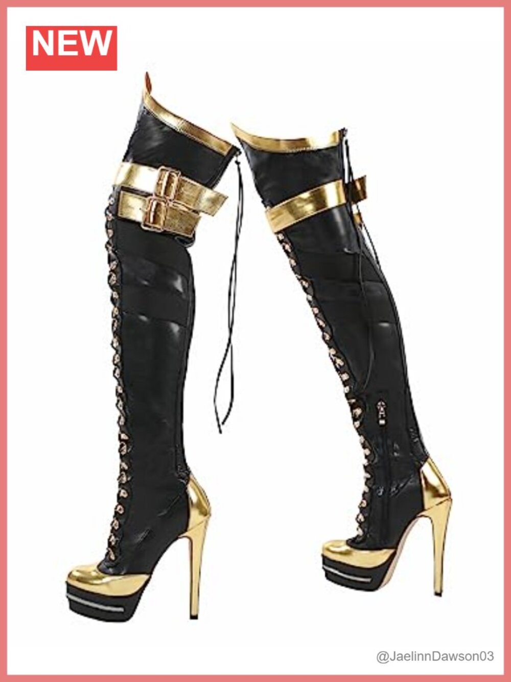 Women Over The Knee Boots Round Toe Lace Up Faux Leather Platform High Heel